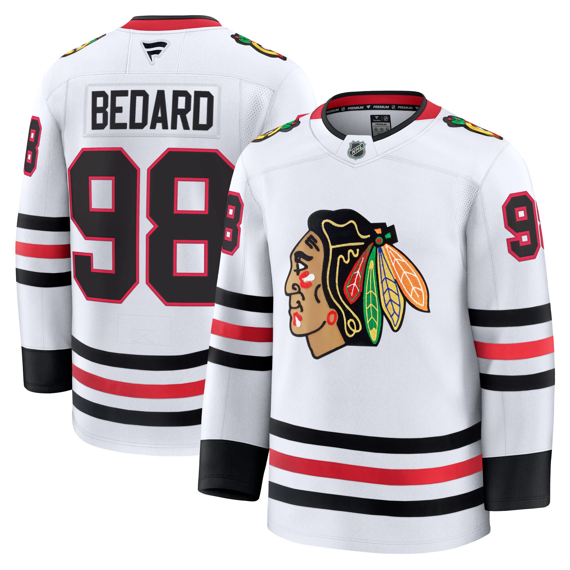 Chicago Blackhawks Connor Bedard White Away Premium NHL Jersey Men's