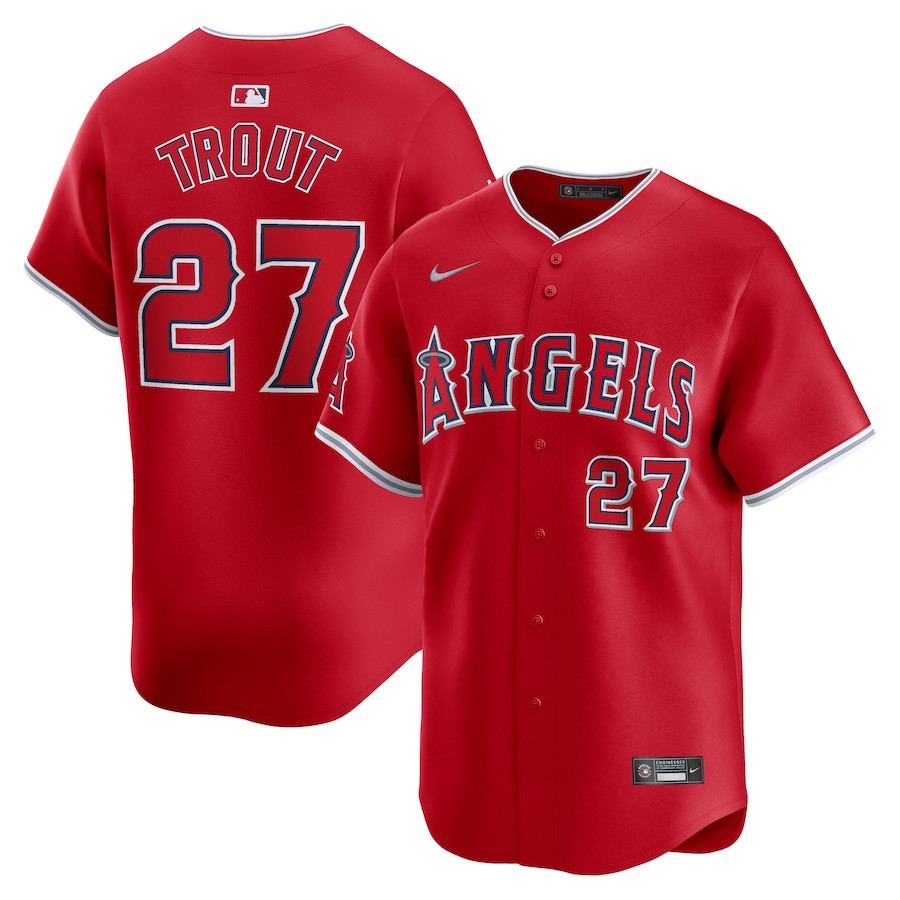 Mike Trout 27 Los Angeles Angels Alternate Limited Red MLB Jersey Men's