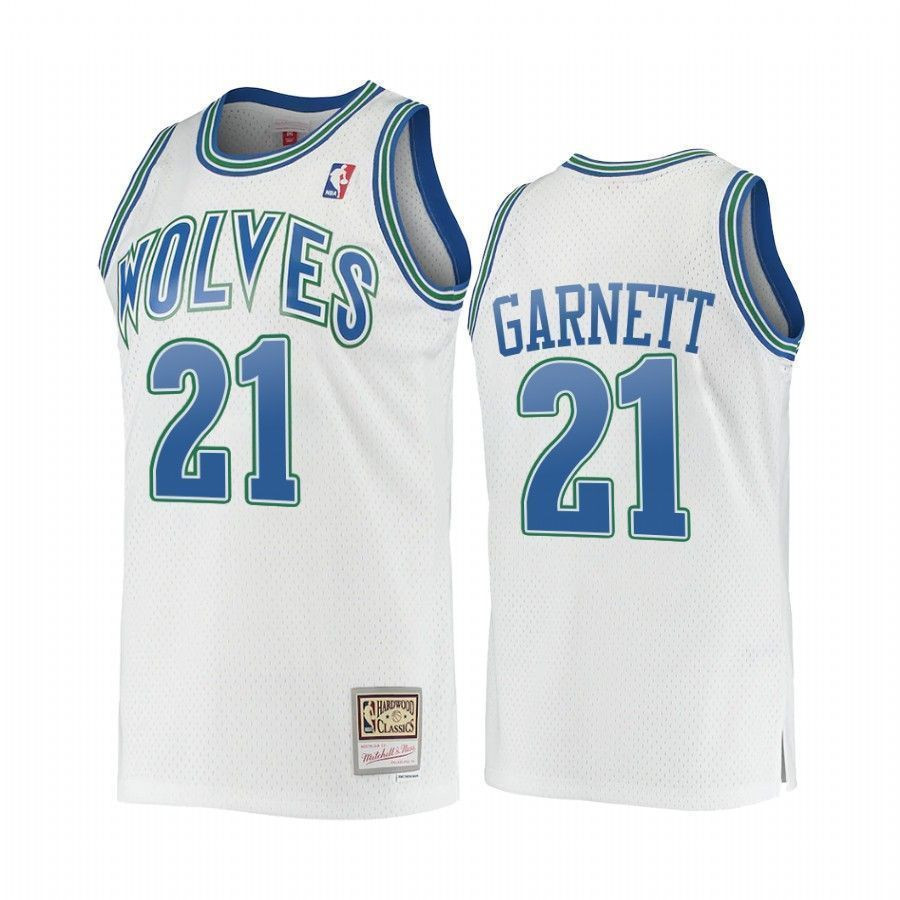 Kevin Garnett 21 Minnesota Timberwolves Hardwood Classics White NBA Jersey Men's