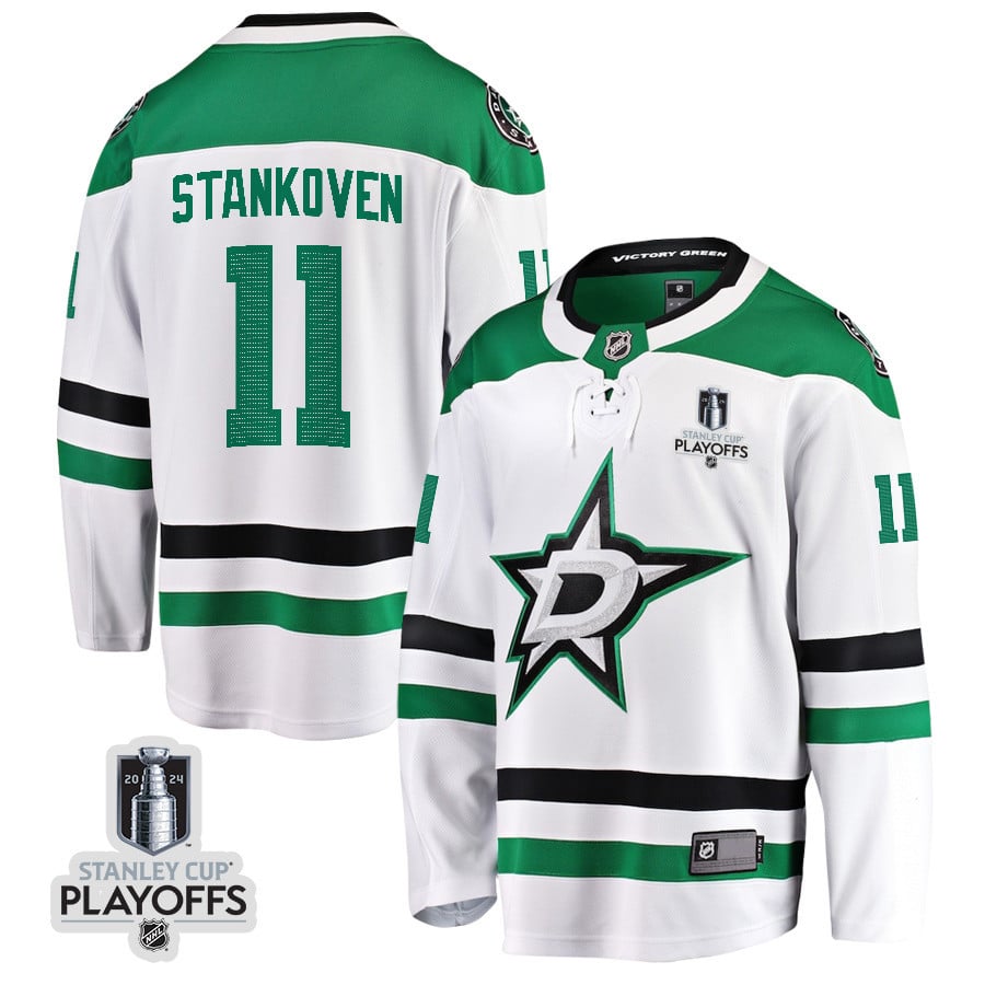 Logan Stankoven 11 Dallas Stars 2024 Playoffs Patch Away Breakaway Men NHL Jersey Men's