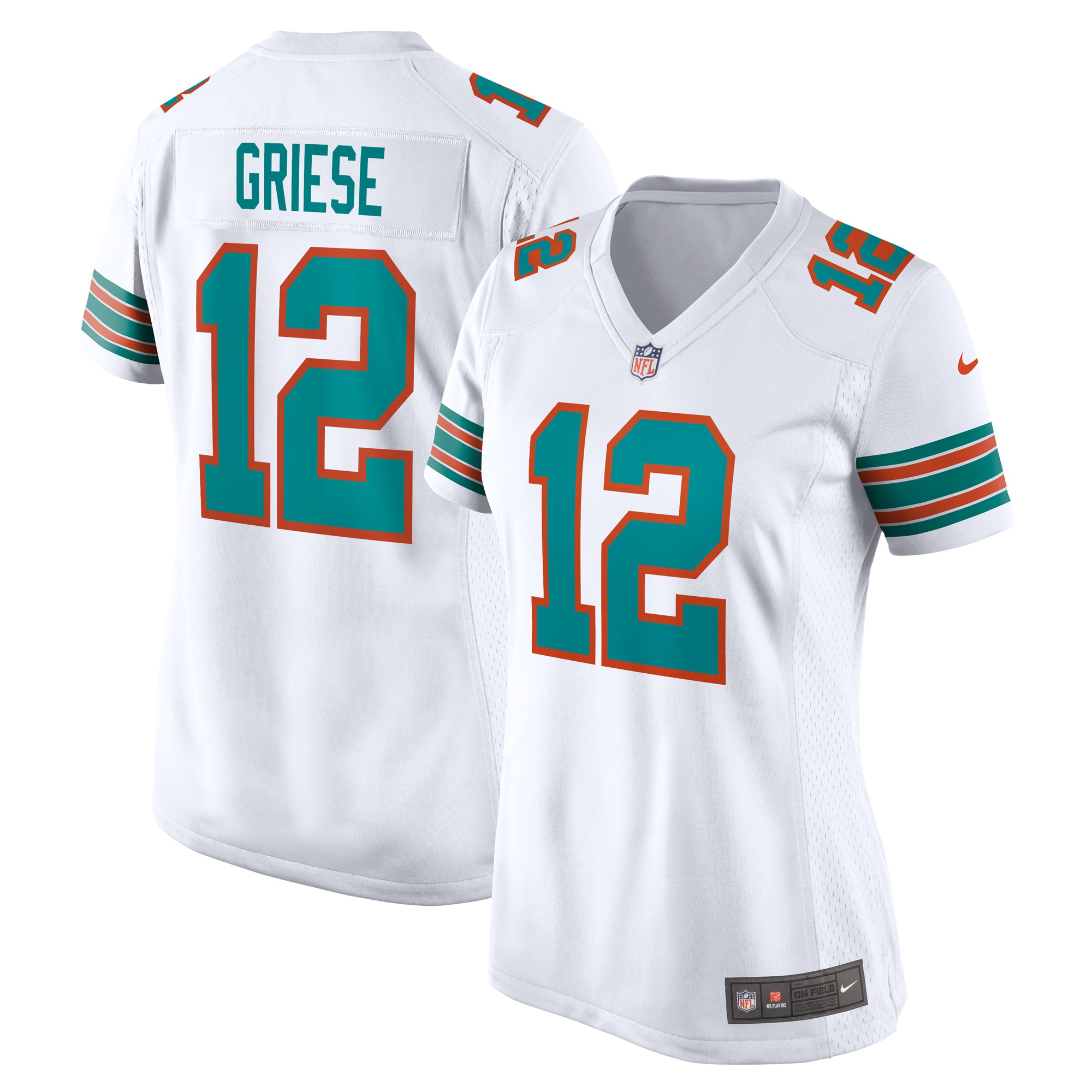 Miami Dolphins Bob Griese White Retired Player NFL Jersey Women's