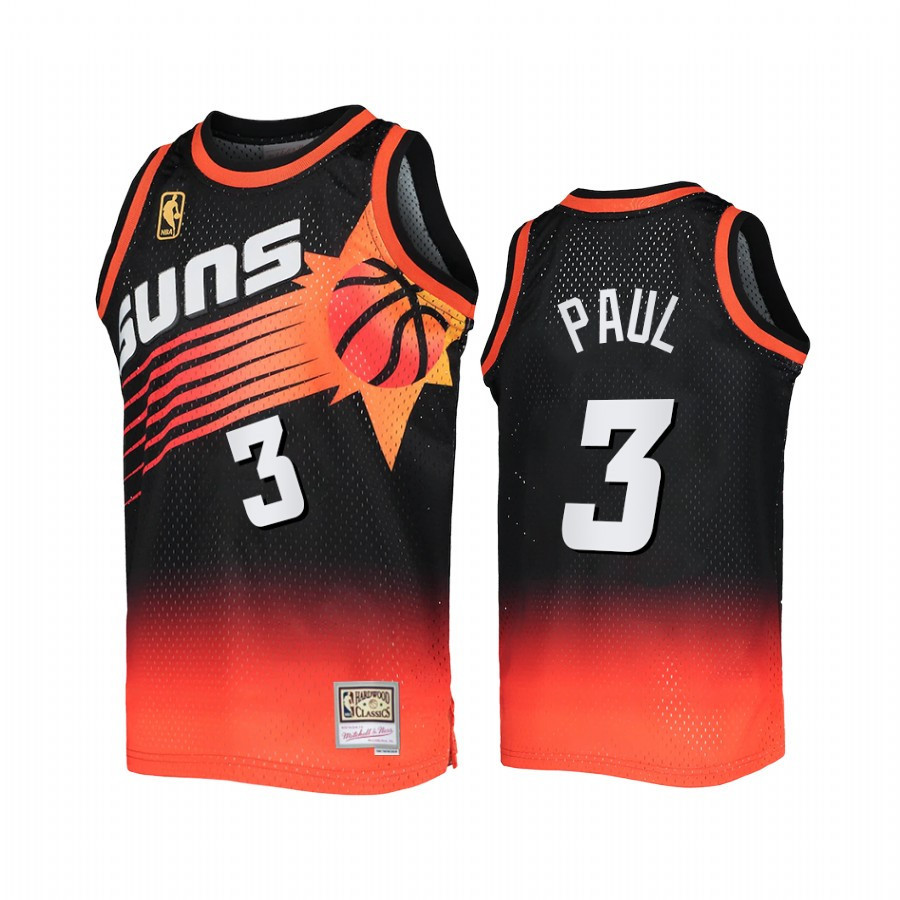 Phoenix Suns Chris Paul Black Orange Fadeaway Mitchell Ness NBA Jersey Men's