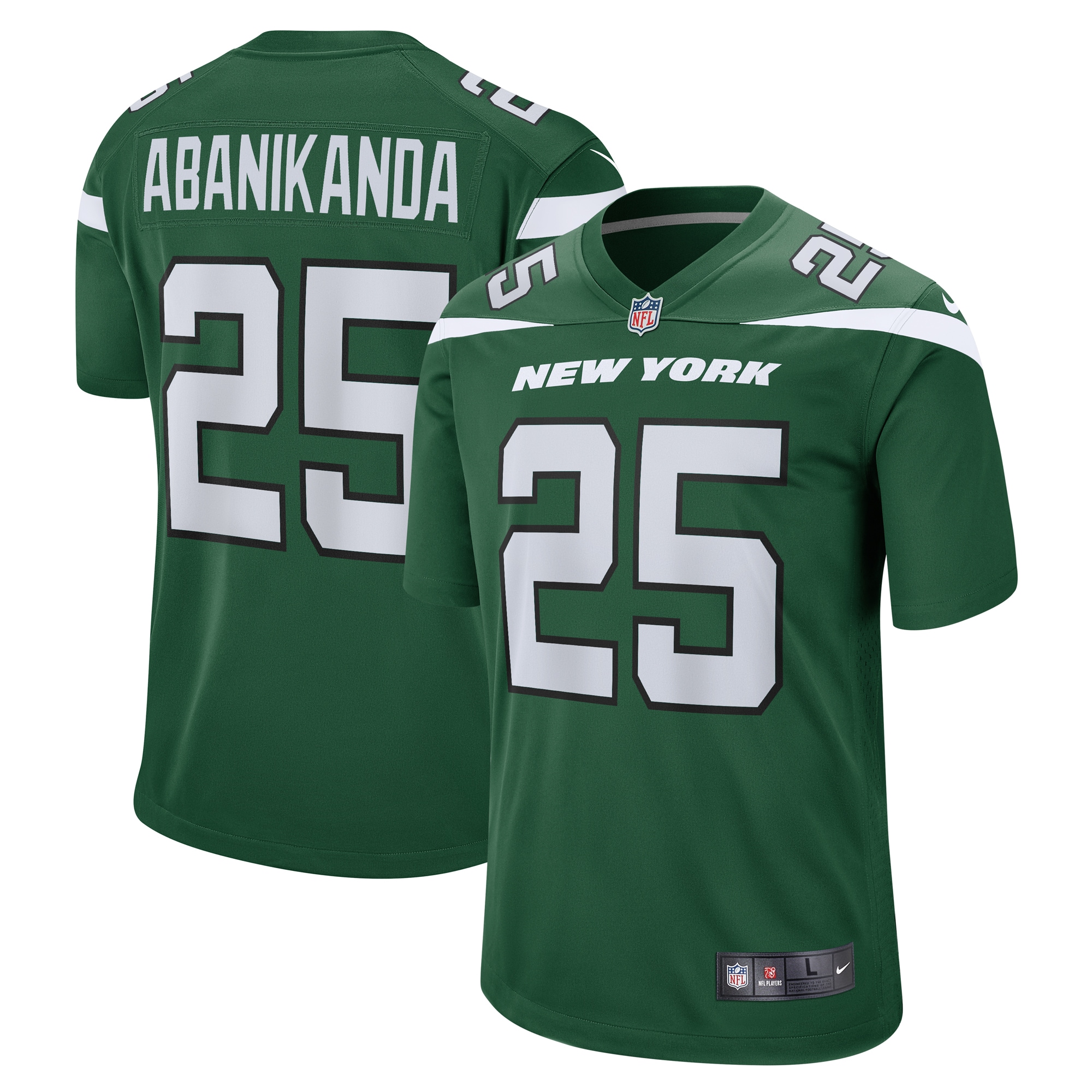 New York Jets Israel Abanikanda Gotham Green Game NFL Jersey Men's