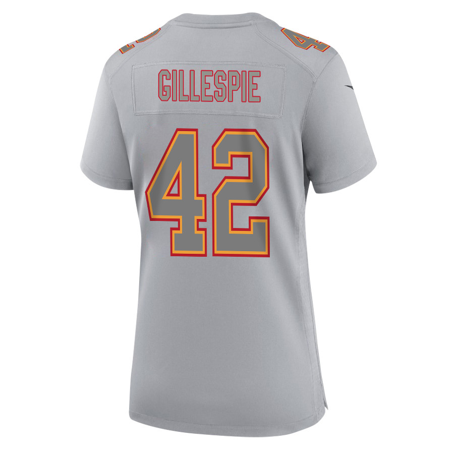 Tyree Gillespie 42 Kansas City Chiefs Super Bowl LVIII Champions 4X Atmosphere Fashion Game Gray NFL Jersey Women's