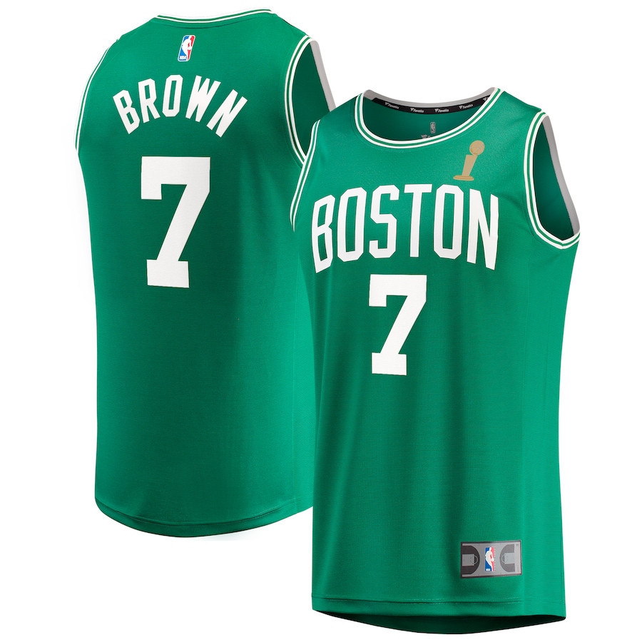 Jaylen Brown 7 Boston Celtics 2024 FINALS CHAMPIONS Kelly Green Icon Edition NBA Jersey Men's