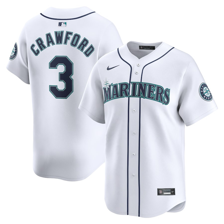 J.P. Crawford 3 Seattle Mariners Home Limited Player White MLB Jersey Men's