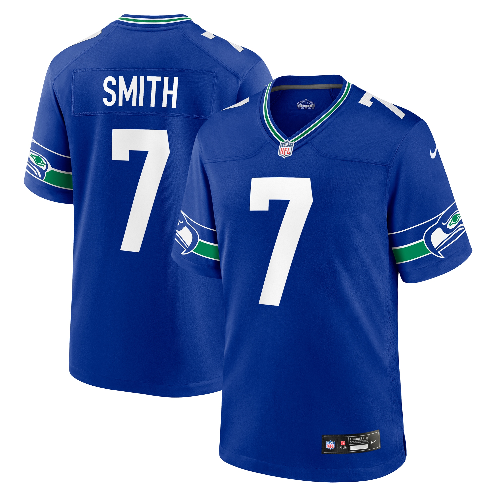 Seattle Seahawks Geno Smith Royal Throwback Player Game NFL Jersey Men's