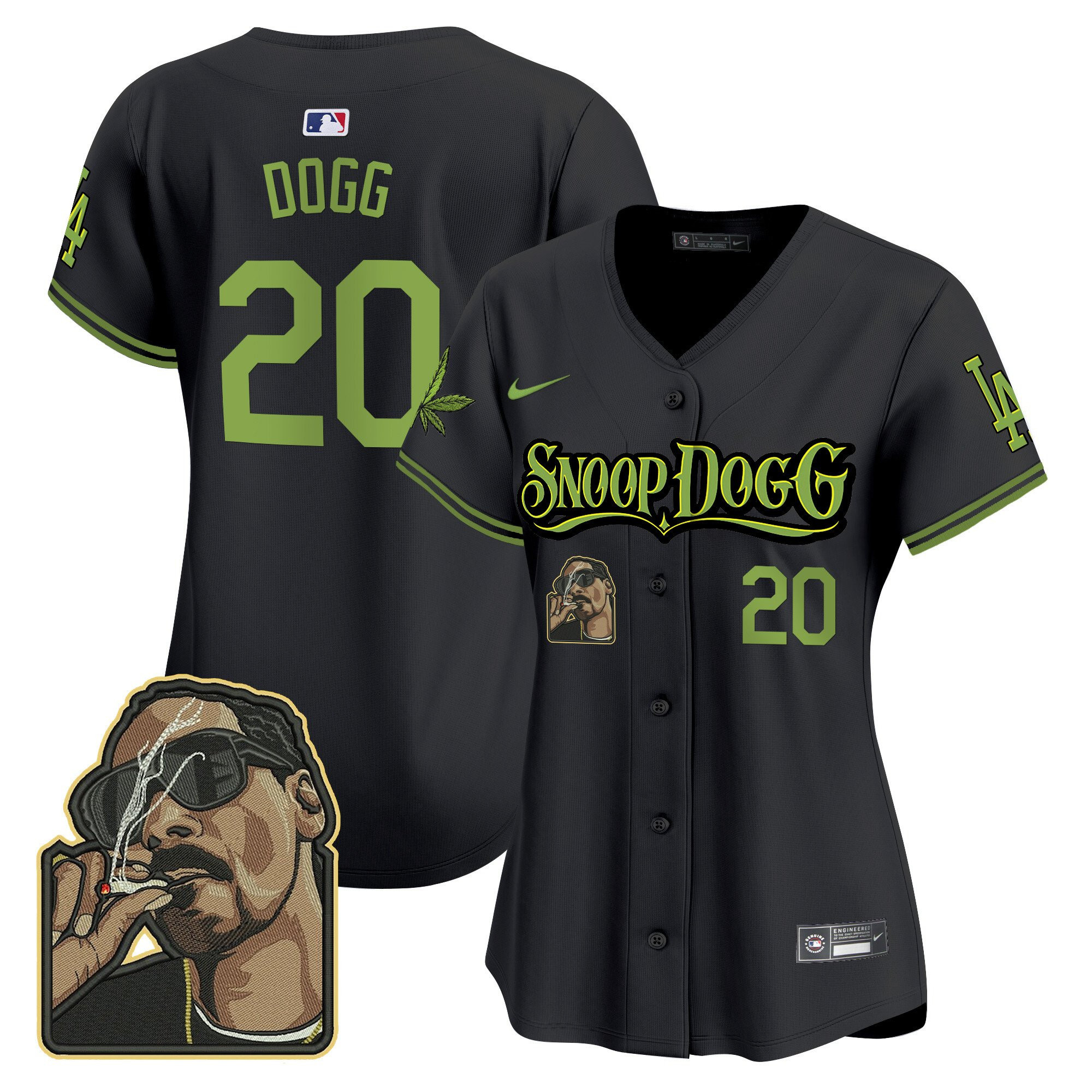 Snoop Dogg 20 Los Angeles Dodgers Snoop Dogg Black MLB Jersey Women's