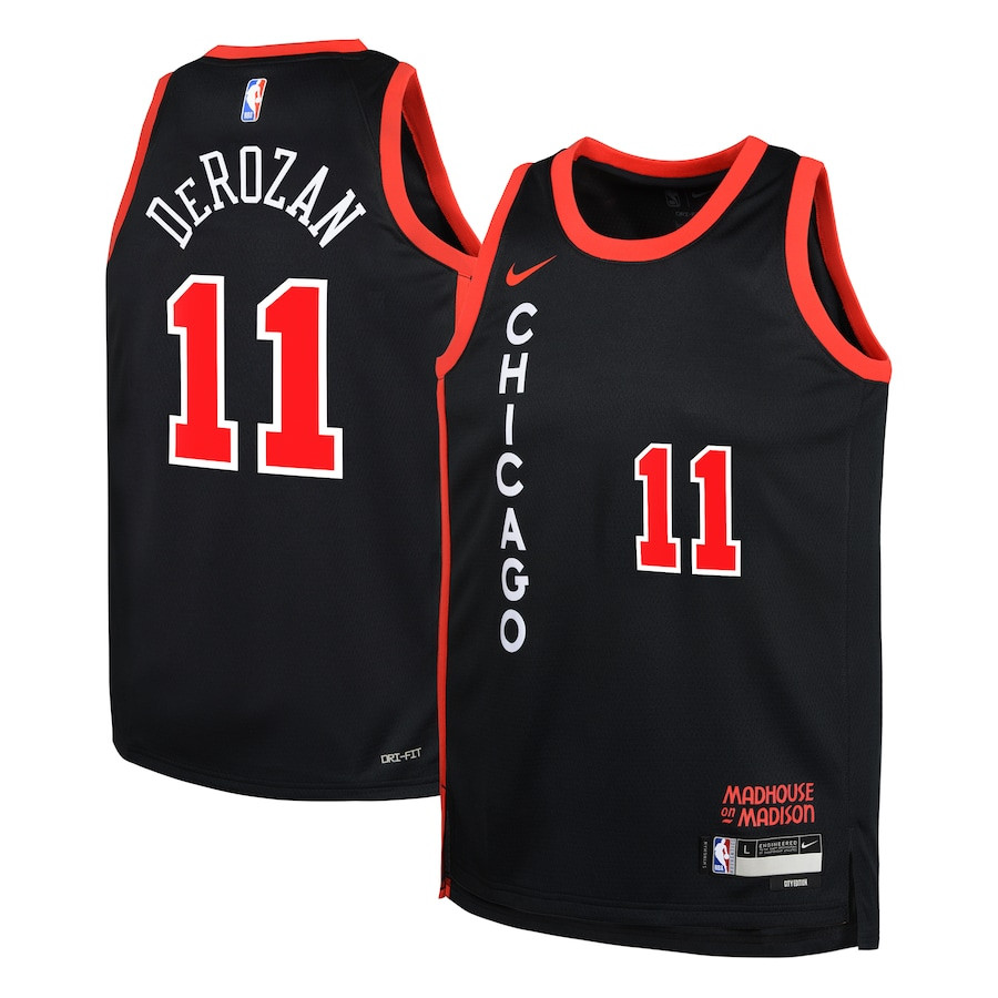 DeMar DeRozan 11 Chicago Bulls 2023/24 City Edition Swingma Black NBA Jersey Youth