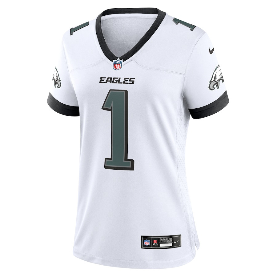 Jalen Hurts 1 Philadelphia Eagles Game White NFL Jersey Women's
