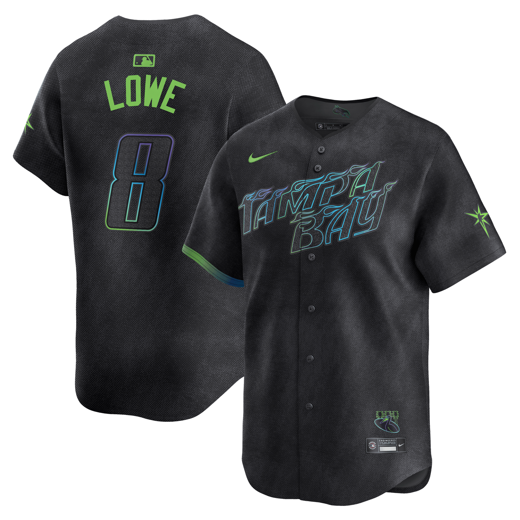 Brandon Lowe 8 Tampa Bay Rays 2024 City Connect Limited Charcoal MLB Jersey Men's