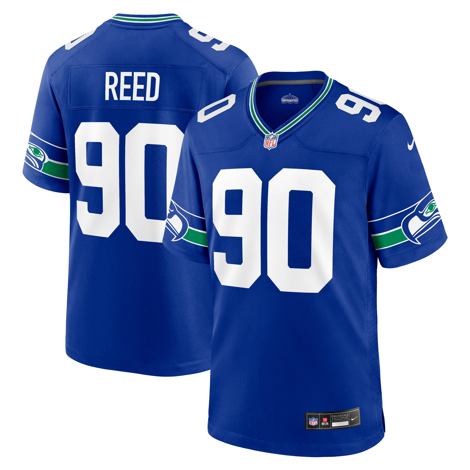 Seattle Seahawks Jarran Reed Royal Throwback Player Game NFL Jersey Men's