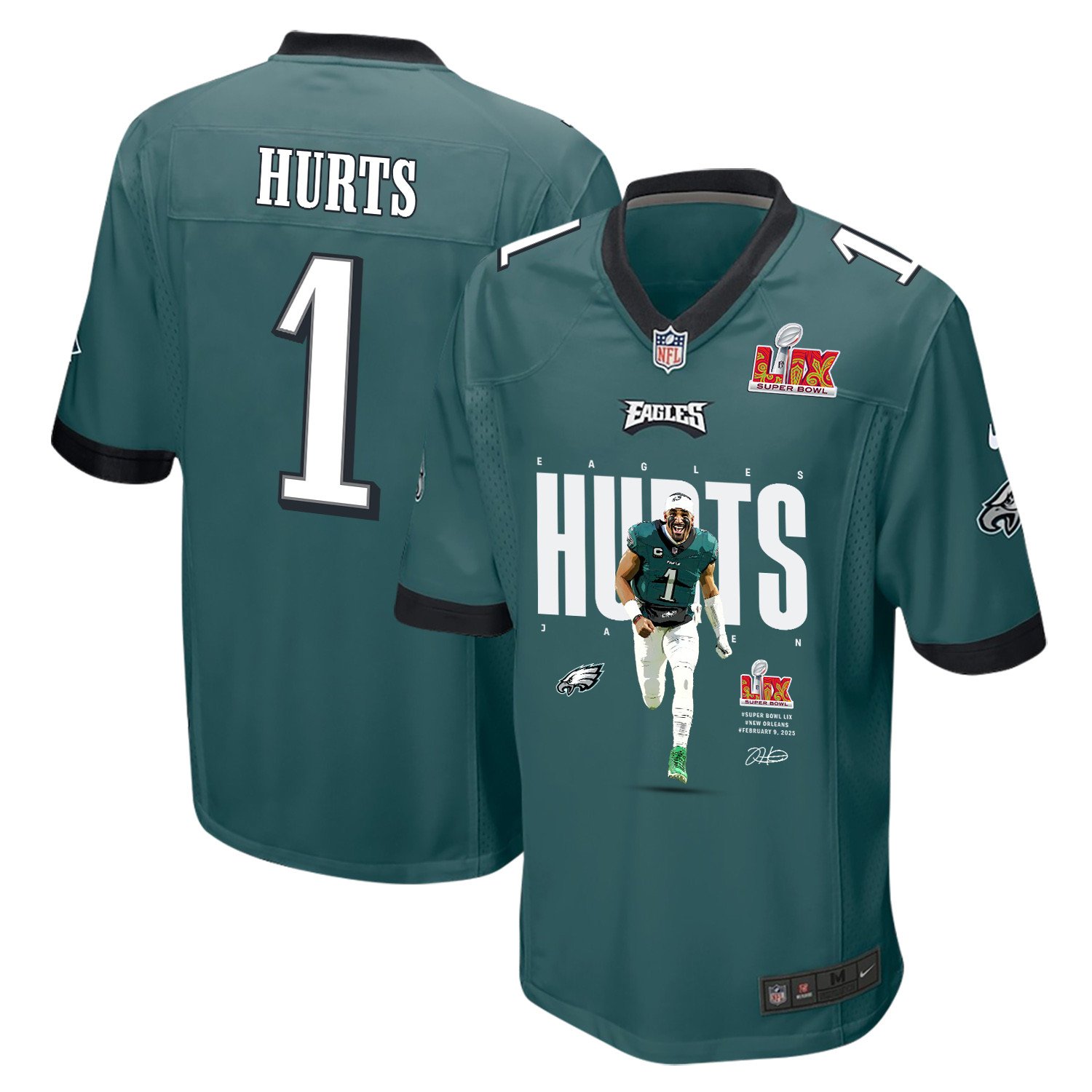 Jalen Hurts 1 Philadelphia Eagles The Hurts Locker' Game Midnight Green NFL Jersey Men's