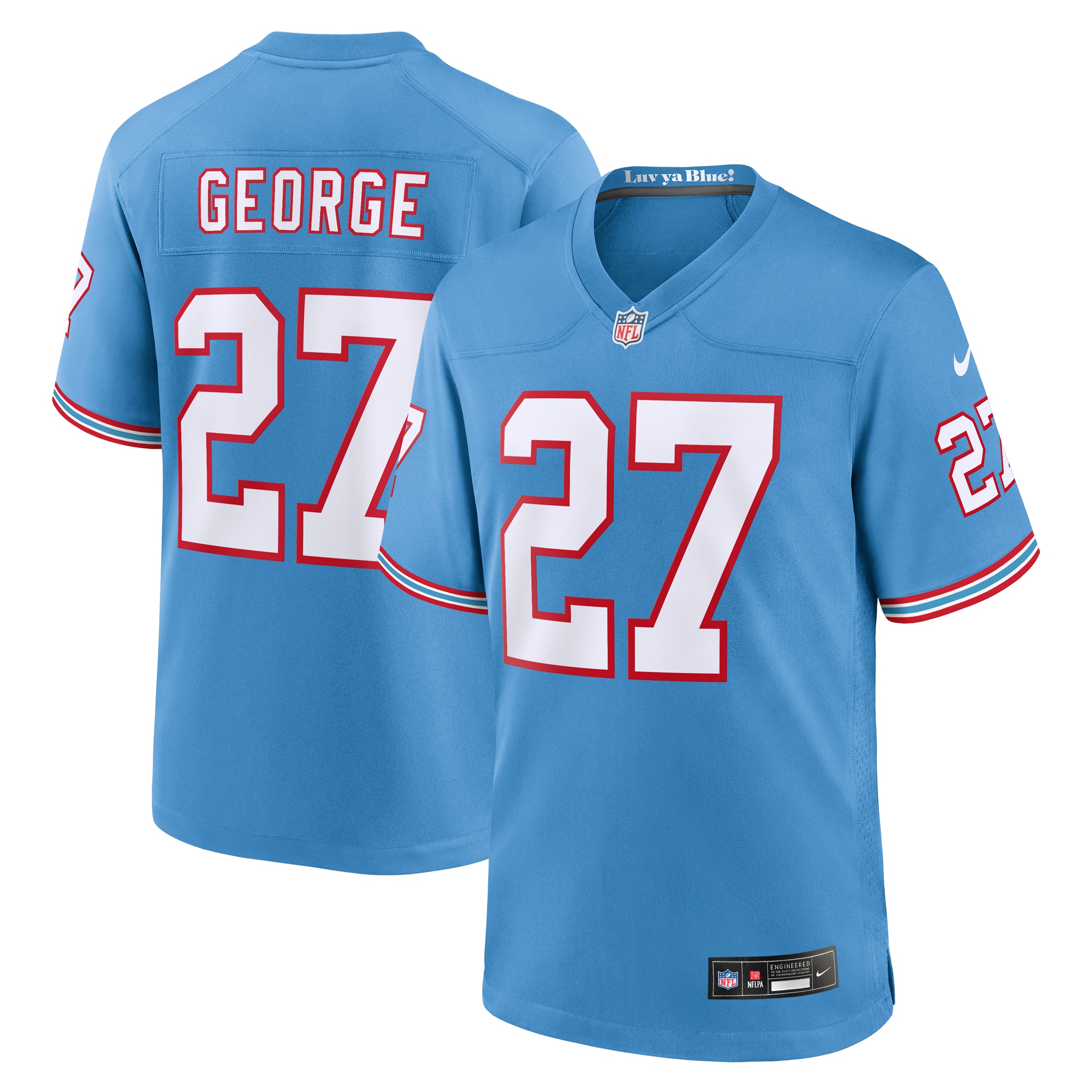 Tennessee Titans Eddie George Light Blue Oilers Throwback Retired Player Game NFL Jersey Men's