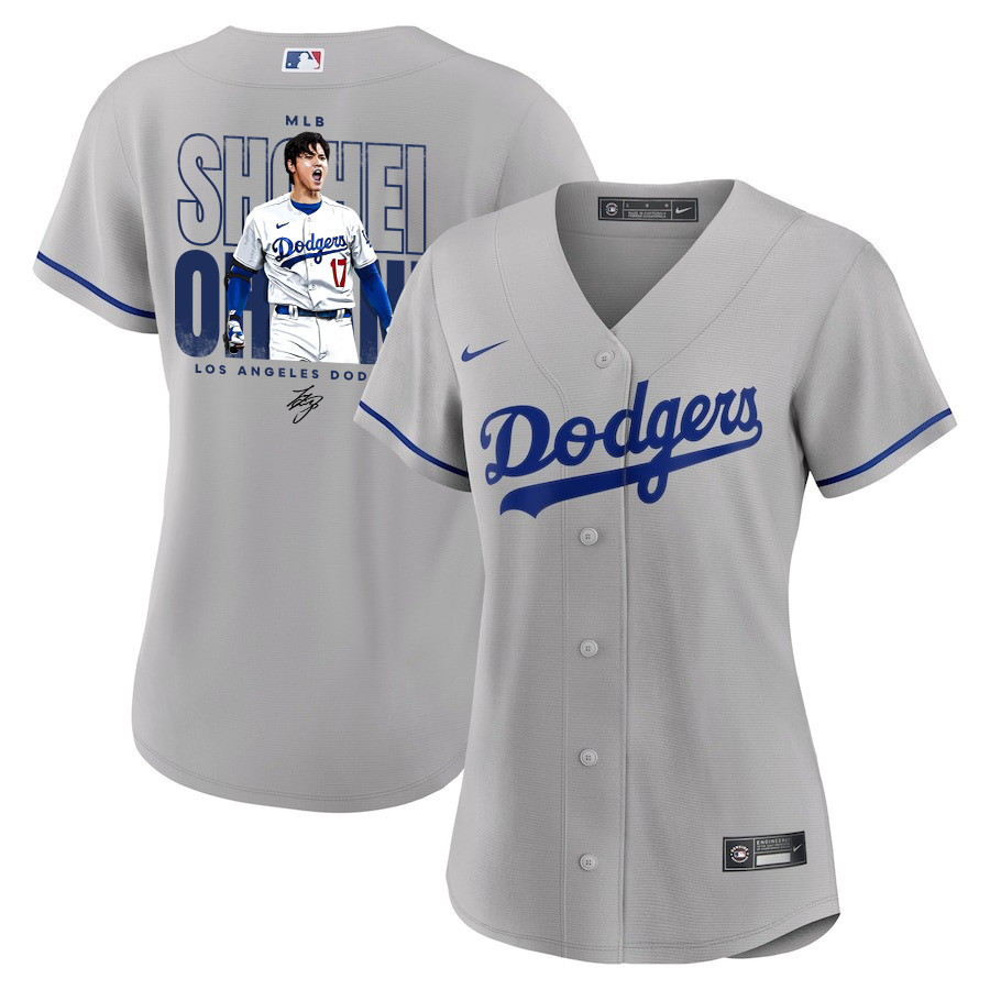 Shohei Ohtani 17 Los Angeles Dodgers Signed ShoTime 2023 Road Gray MLB Jersey Women's