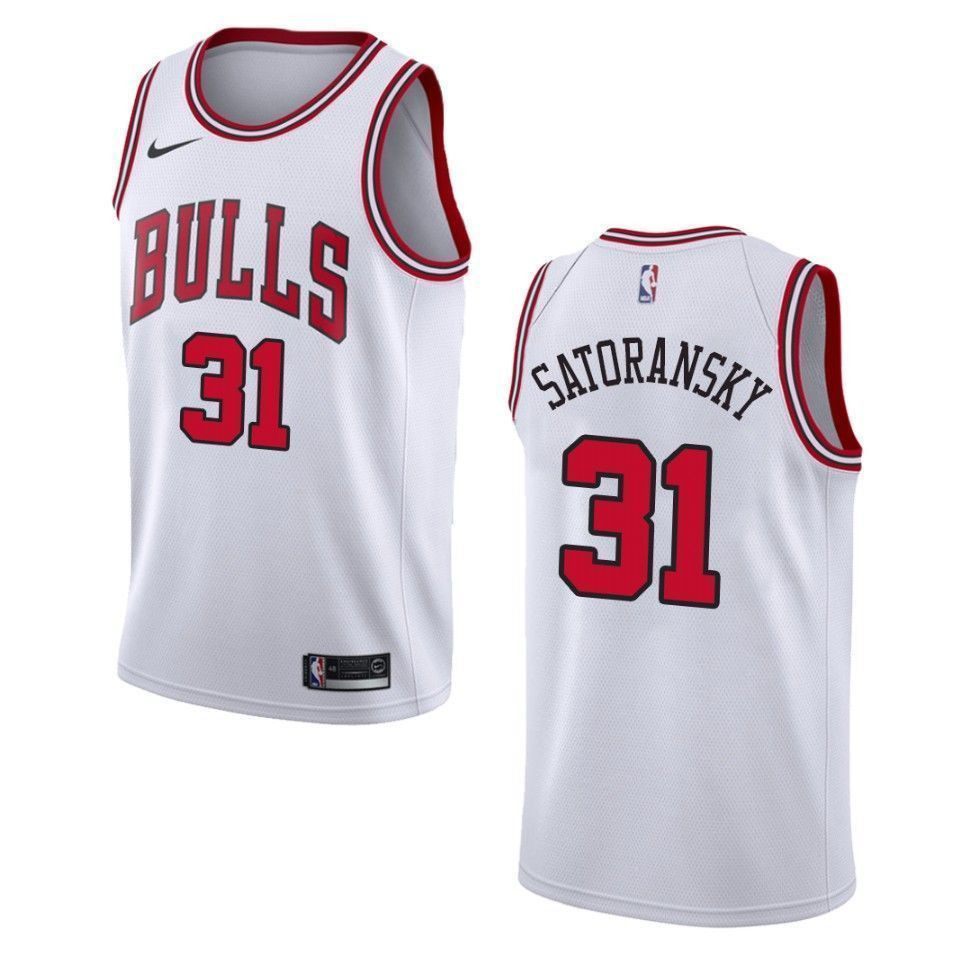 Chicago Bulls 31 Tomas Satoransky Association Swingman White NBA Jersey Men's