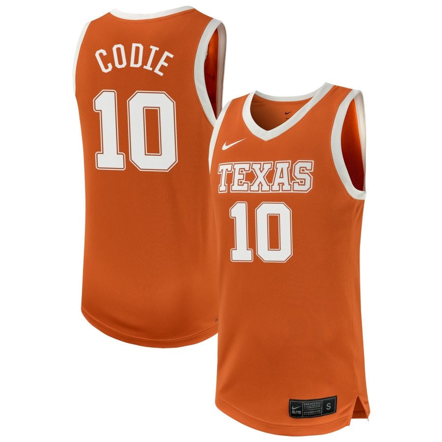 Nicolas Codie 10 Texas Longhorns NIL Texas Orange NCAA Jersey Men's