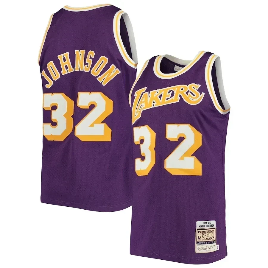Magic Johnson Los Angeles Lakers Mitchell Ness 1984 Hardwood Classics Purple NBA Jersey Men's
