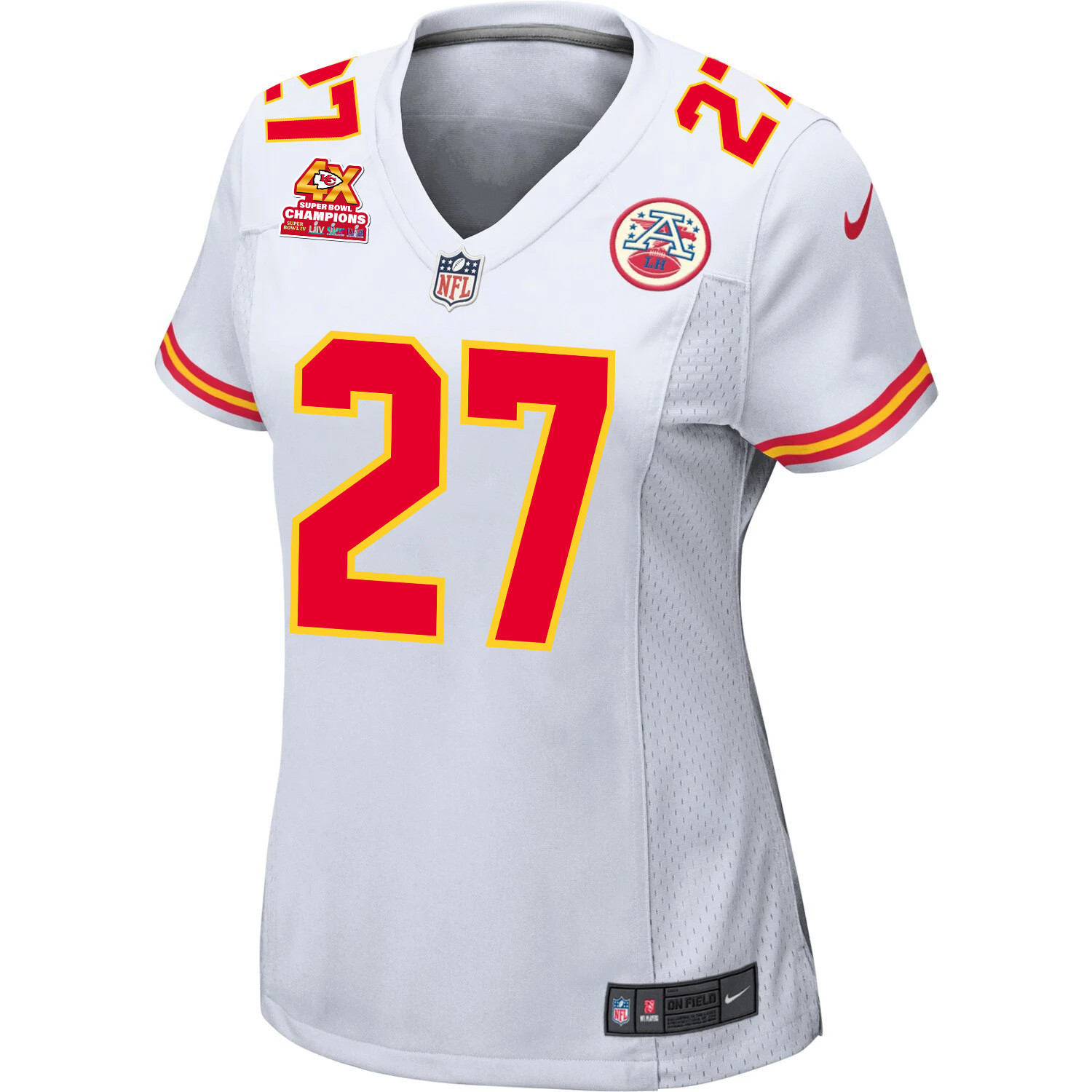 Chamarri Conner 27 Kansas City Chiefs Super Bowl LVIII Champions 4X Game White NFL Jersey Women's