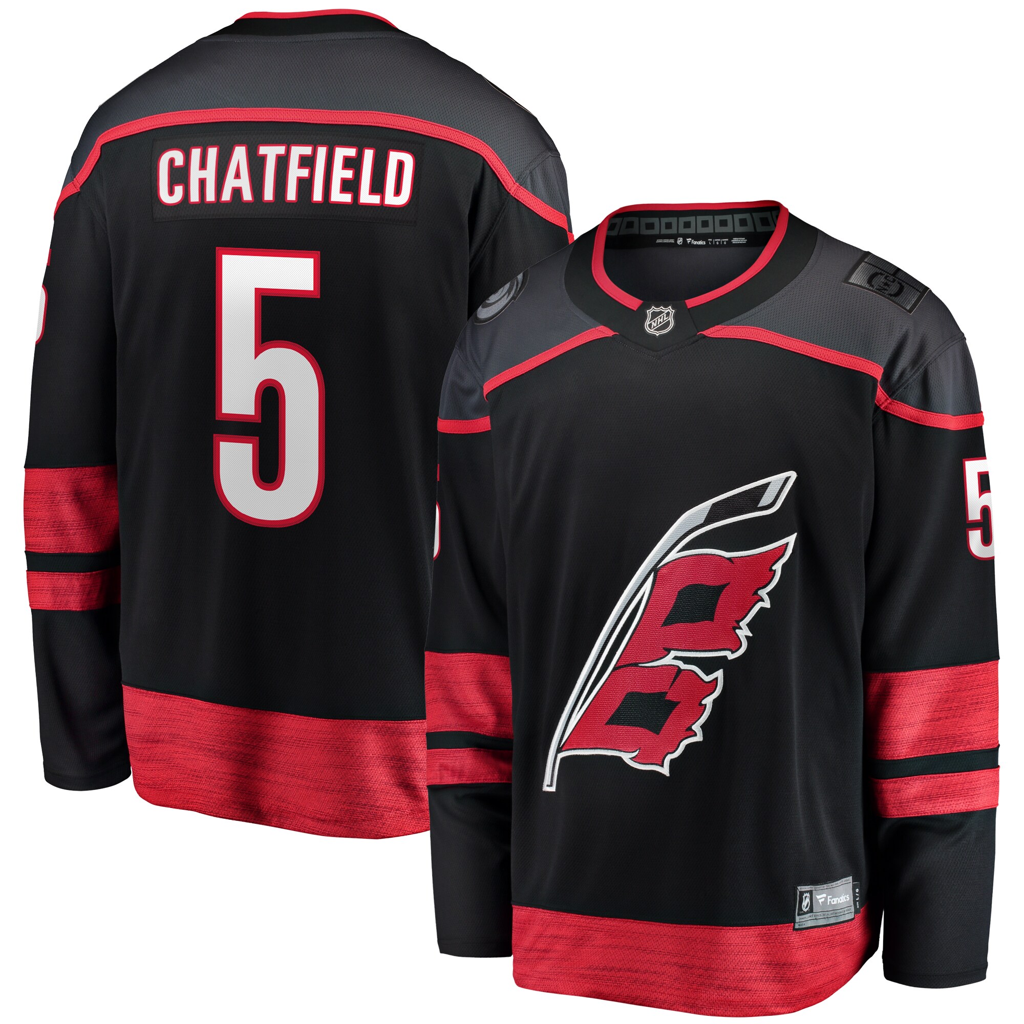 Carolina Hurricanes Jalen Chatfield Black Home Premier Breakaway Player NHL Jersey Men's