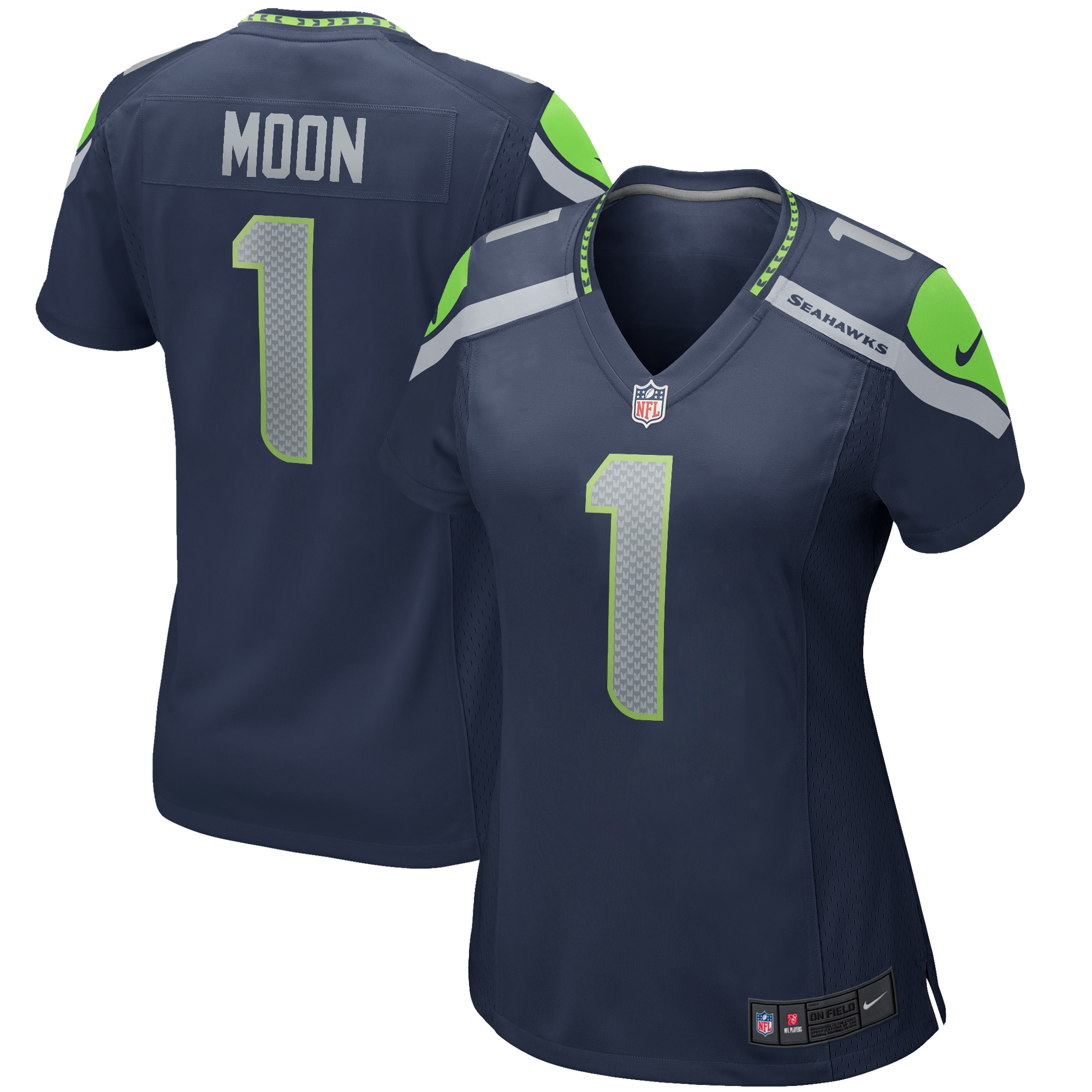 Seattle Seahawks Warren Moon College Navy Game Retired Player NFL Jersey Women's