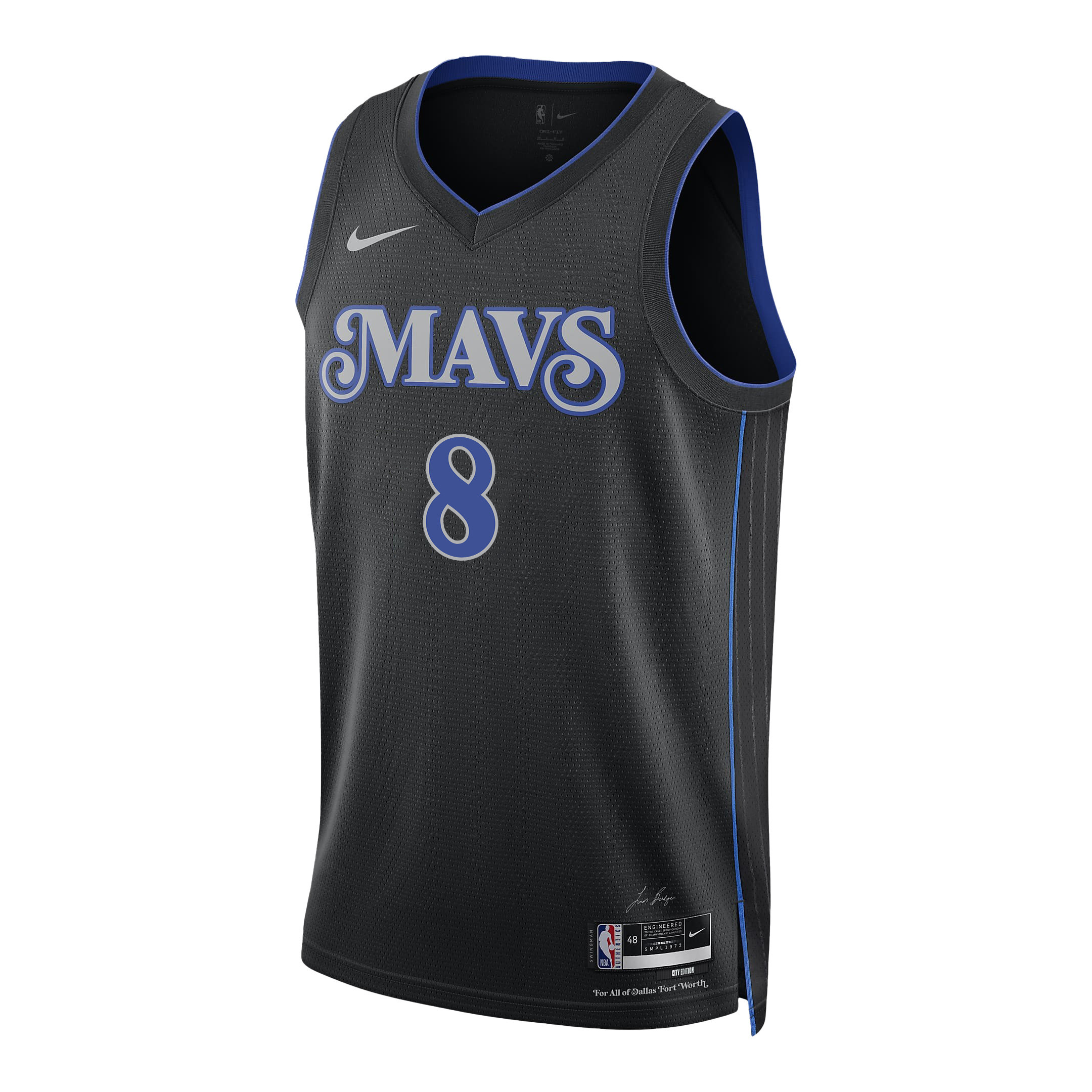 Josh Green 8 Dallas Mavericks 2024 FINALS PATCH Swingman City Edition Black NBA Jersey Men's