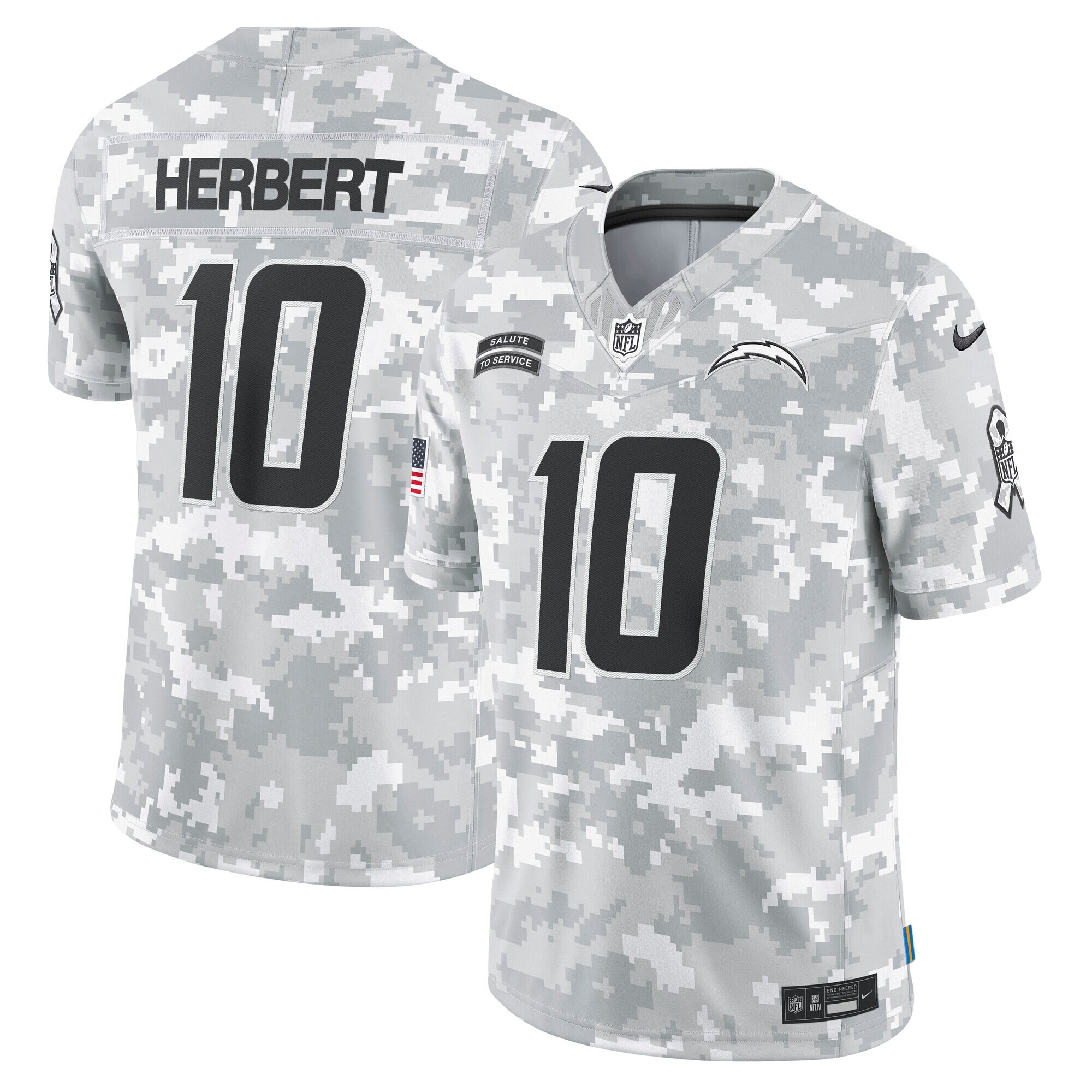 Los Angeles Chargers Justin Herbert Arctic Camo 2024 Salute to Service Limited NFL Jersey Men's