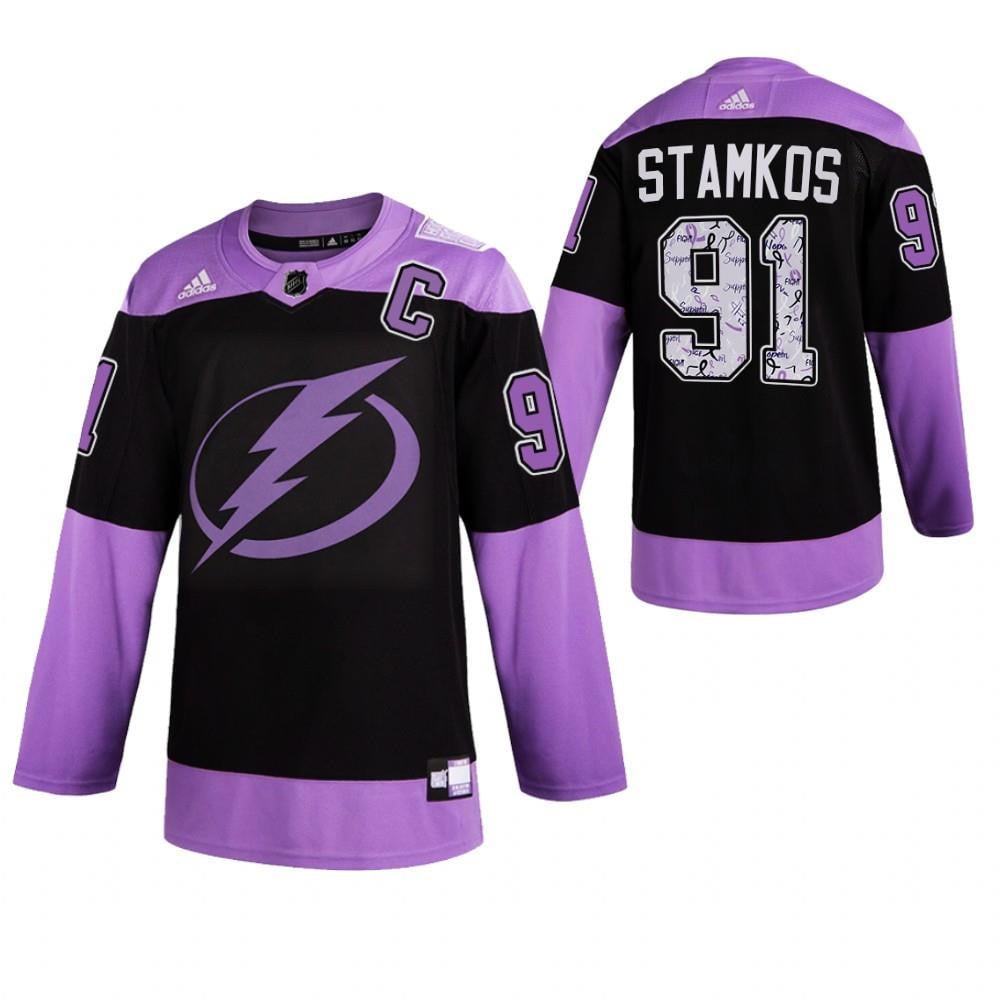 Steven Stamkos Tampa Bay LightningFightsCancer Purple NHL Jersey Men's