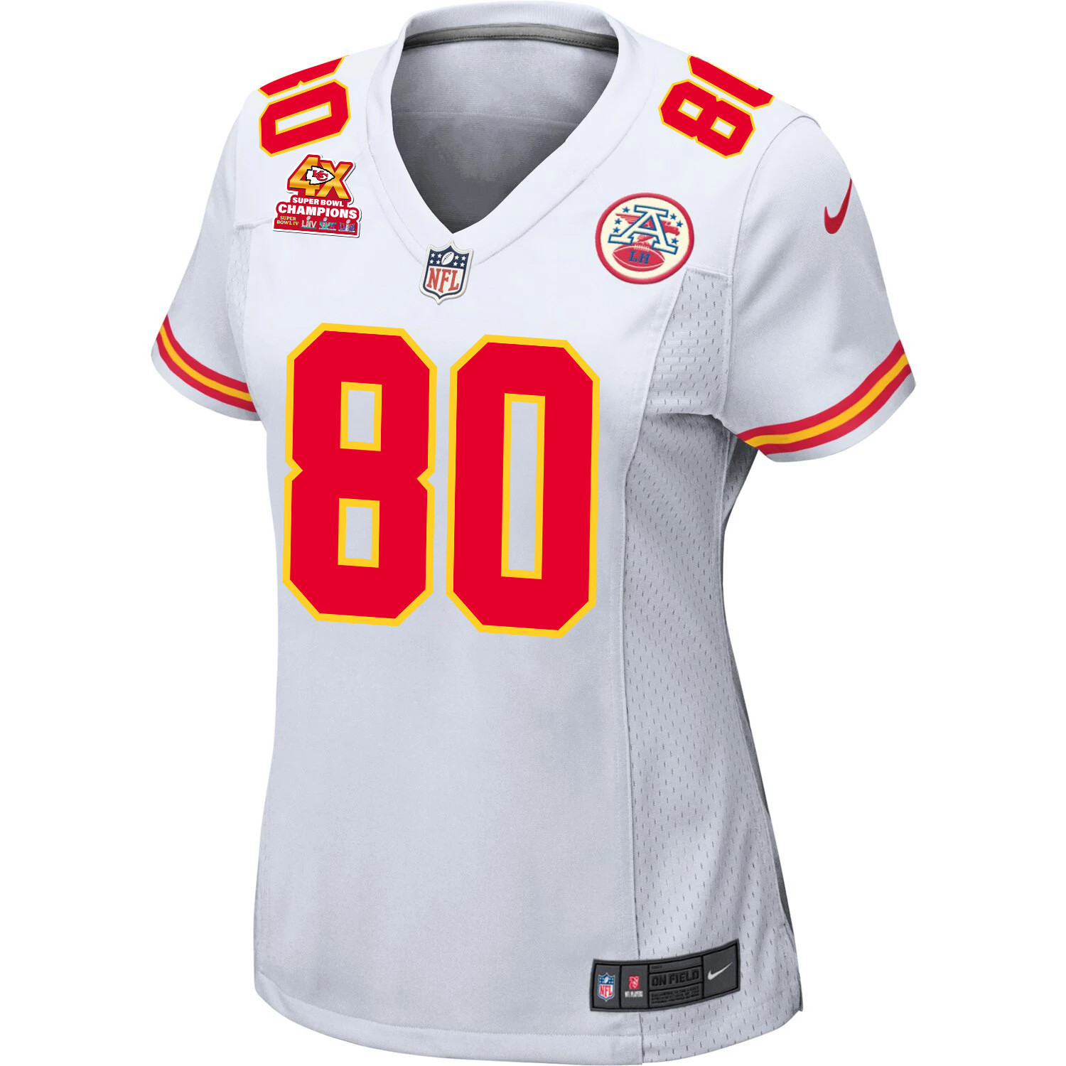 Montrell Washington 80 Kansas City Chiefs Super Bowl LVIII Champions 4X Game White NFL Jersey Women's