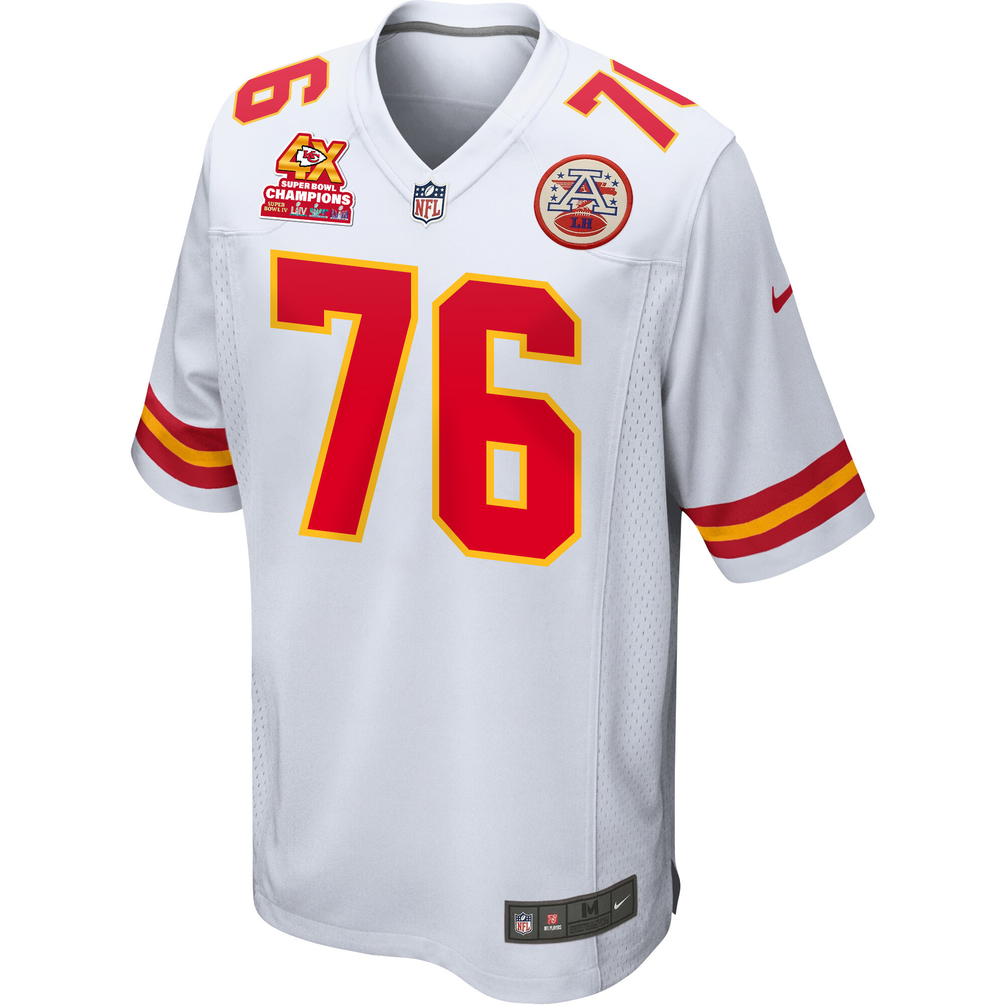 Prince Tega Wanogho 76 Kansas City Chiefs Super Bowl LVIII Champions 4X Game White NFL Jersey Men's