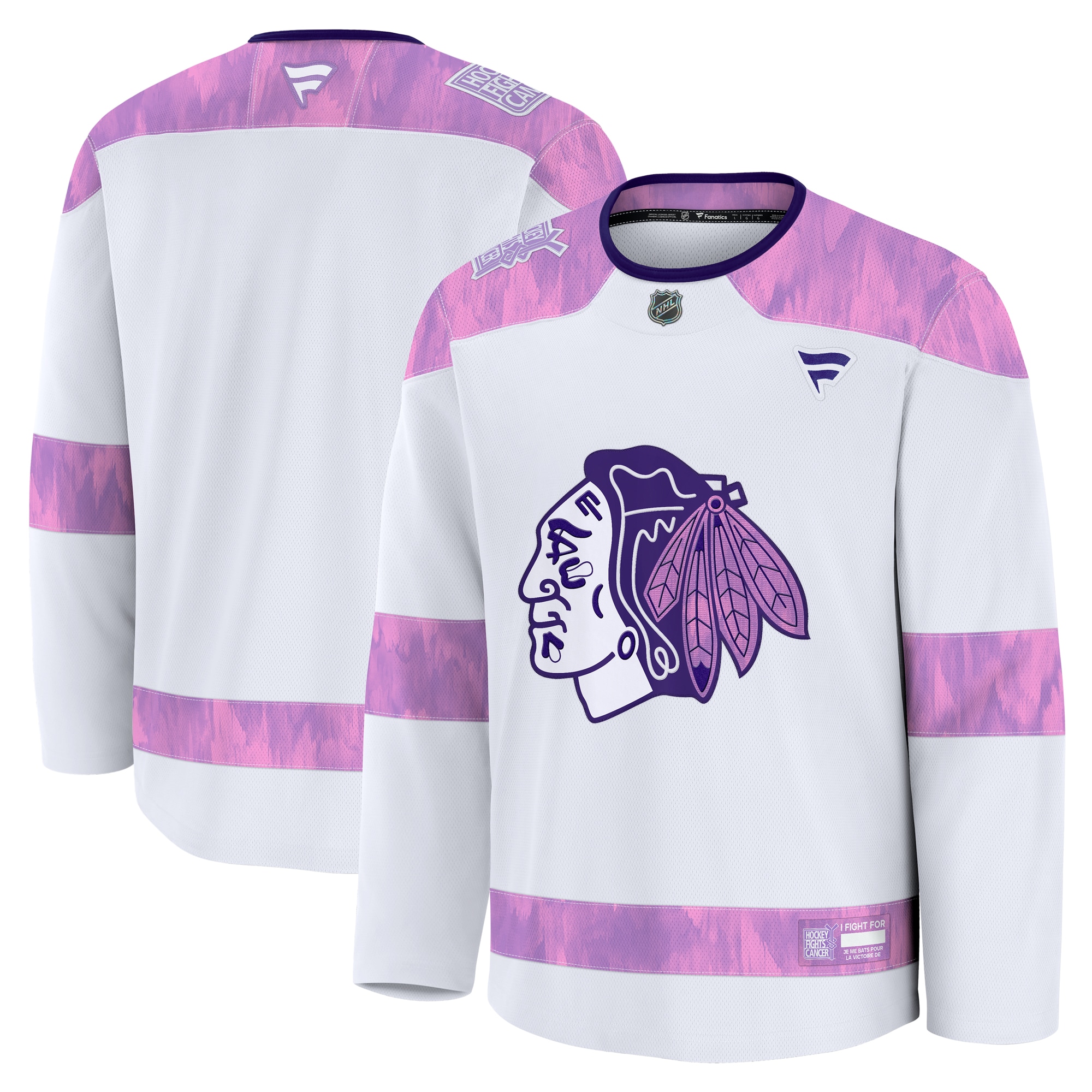 Chicago Blackhawks White 2024 Fights Cancer Practice NHL Jersey Men's