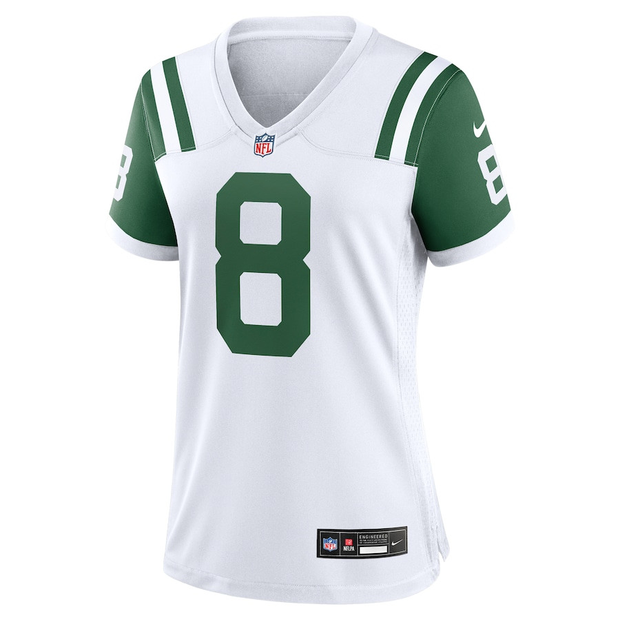 Aaron Rodgers 8 New York Jets Classic Alternate Game White NFL Jersey Women's