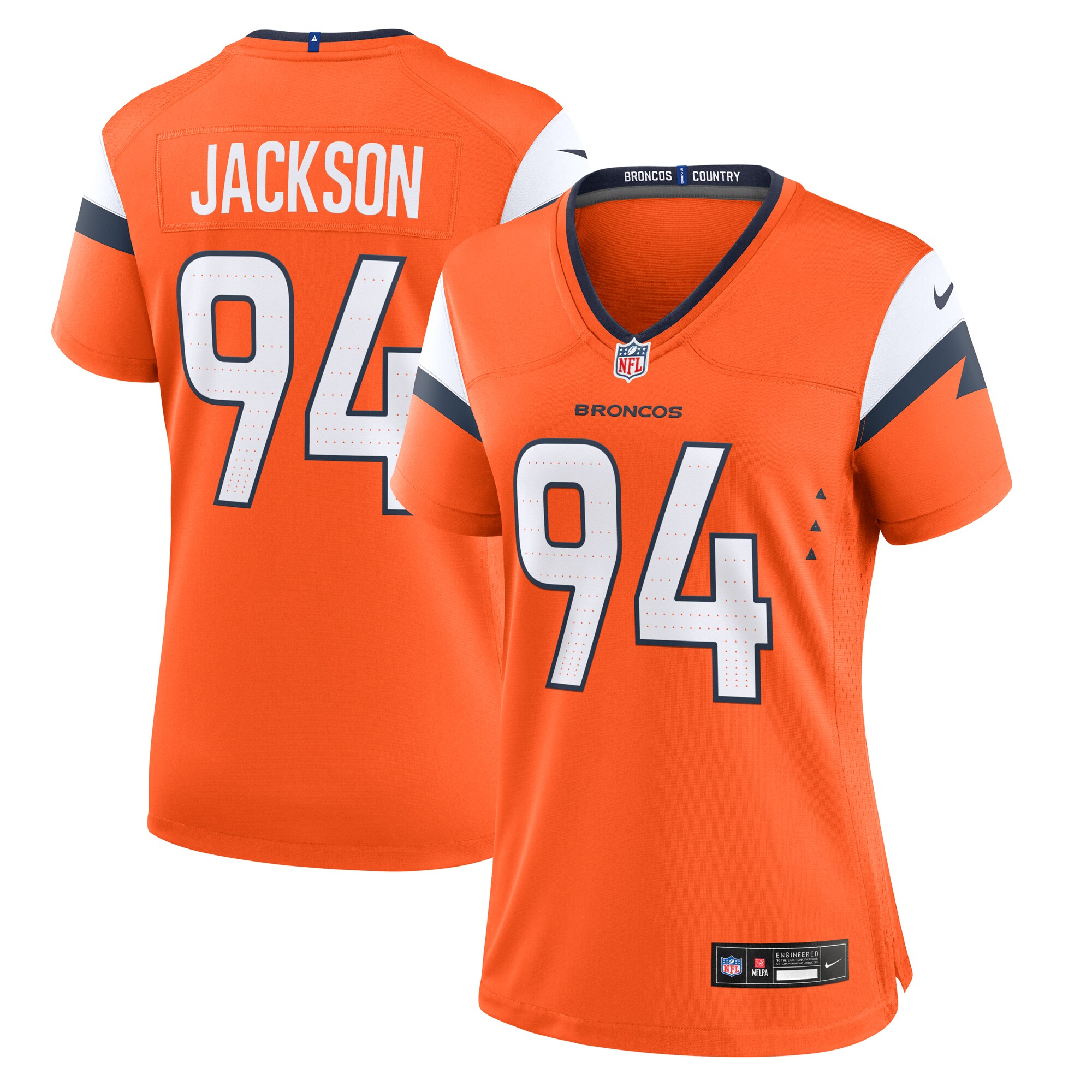 Denver Broncos Jackson Orange Team Game NFL Jersey Women's