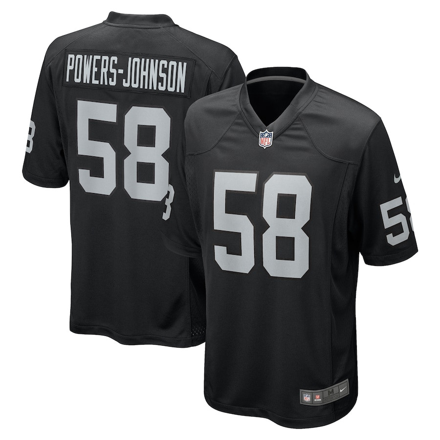 Jackson Powers-Johnson 58 Las Vegas Raiders Team Game Black NFL Jersey Men's