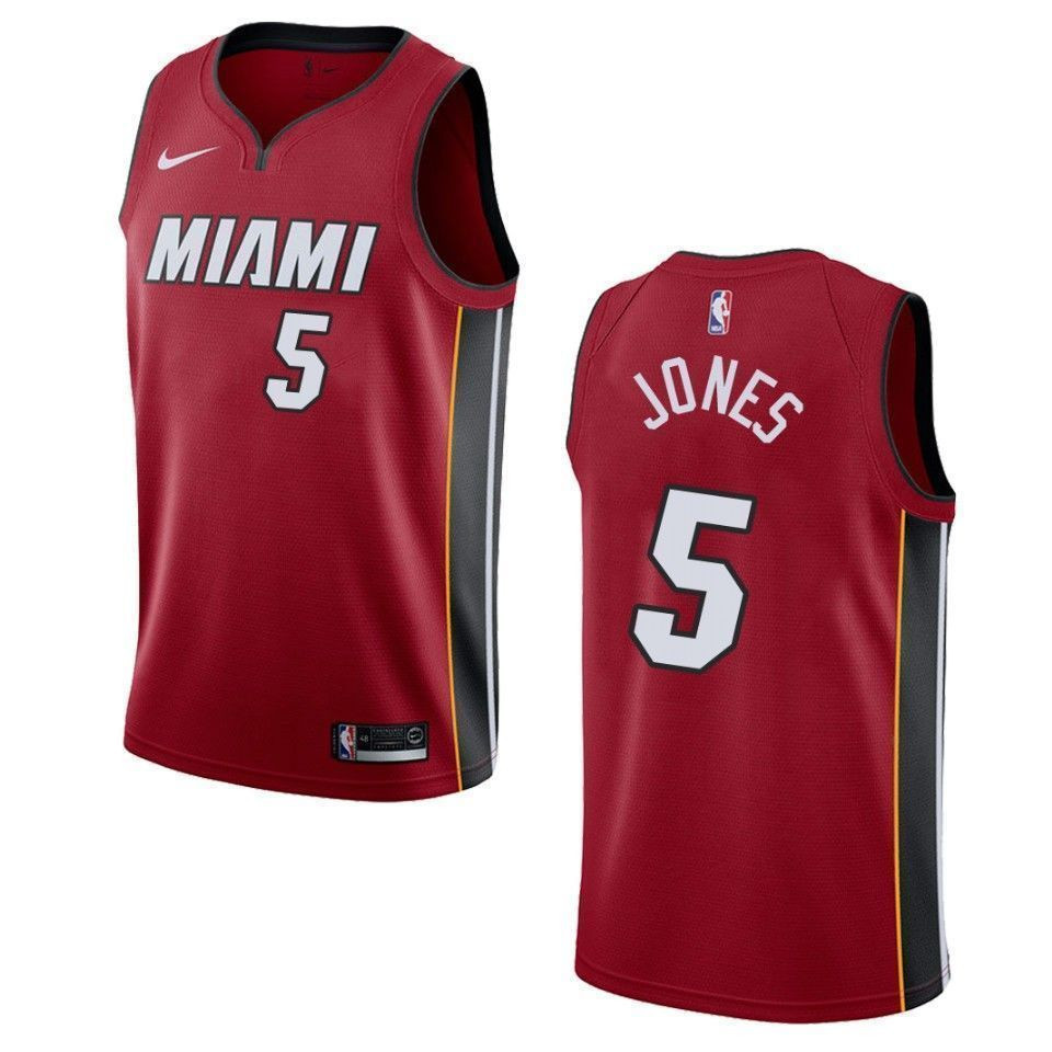 Miami Heat 5 Derrick Jones Statement Swingman Red NBA Jersey Men's