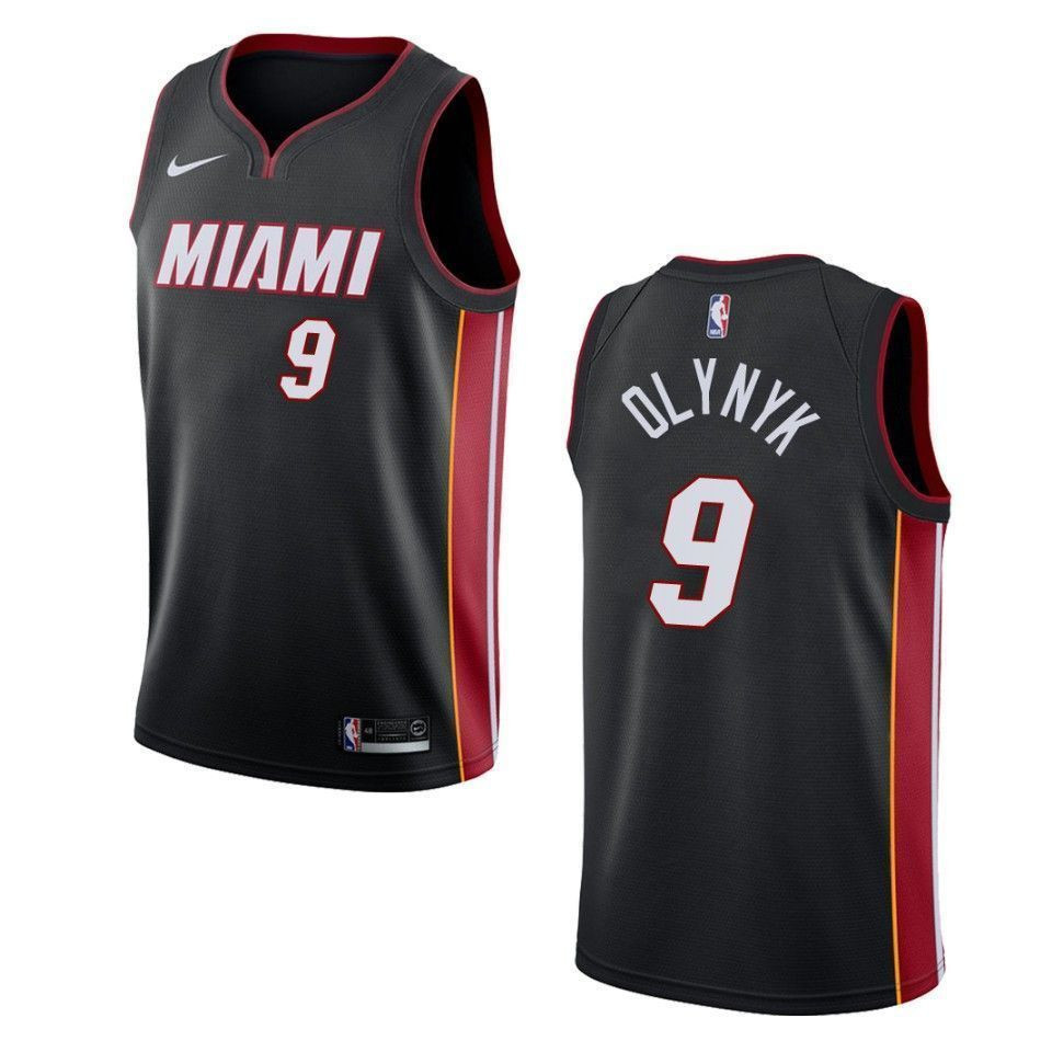 Miami Heat 9 Kelly Olynyk Icon Swingman Black NBA Jersey Men's