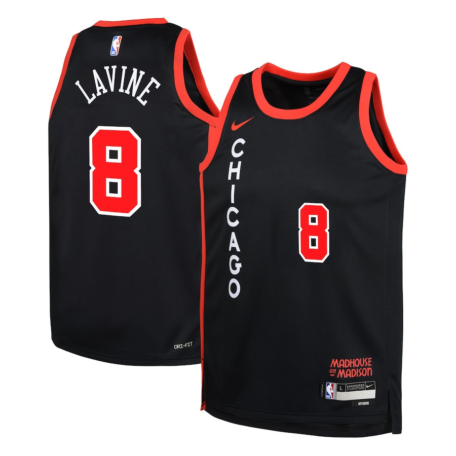 Zach LaVine 8 Chicago Bulls 2023/24 City Edition Swingma Black NBA Jersey Youth