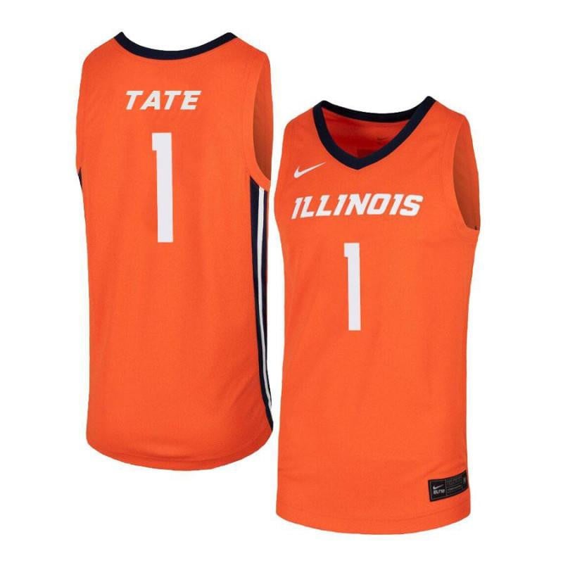 1 Jaylon Tate Orange Elite Illinois Fighting Illini NCAA Jersey Men's