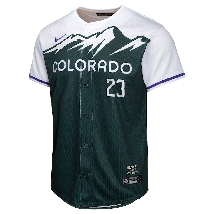 Kris Bryant 23 Colorado Rockies City Connect Limited Green MLB Jersey Youth