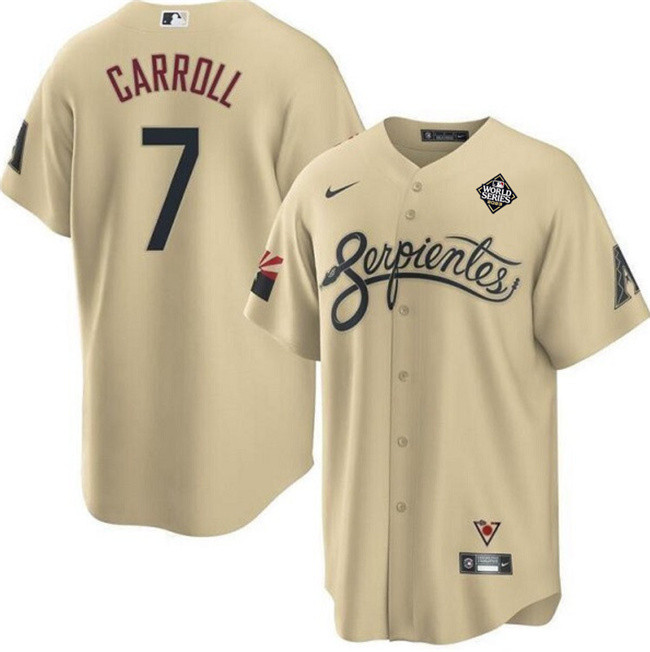 Corbin Carroll 7 Arizona Diamondbacks 2023 World Series Gold MLB Jersey Men's