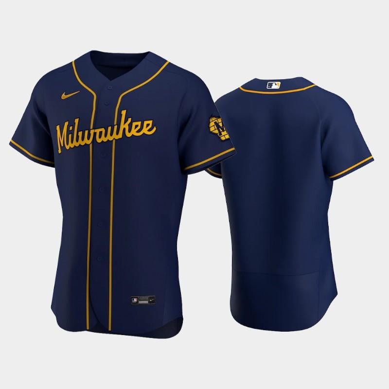 Milwaukee Brewers Alternate Team Navy MLB Jersey Men's