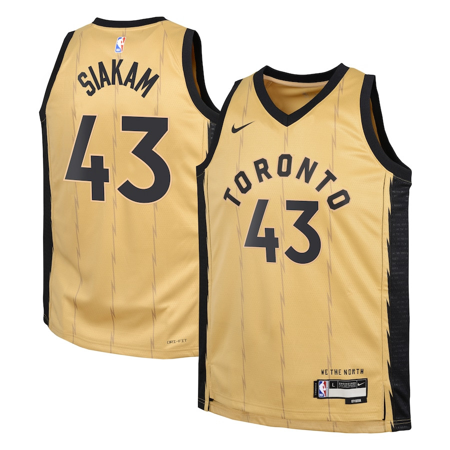 Pascal Siakam 43 Toronto Raptors 2023/24 City Edition Swingma Gold NBA Jersey Youth