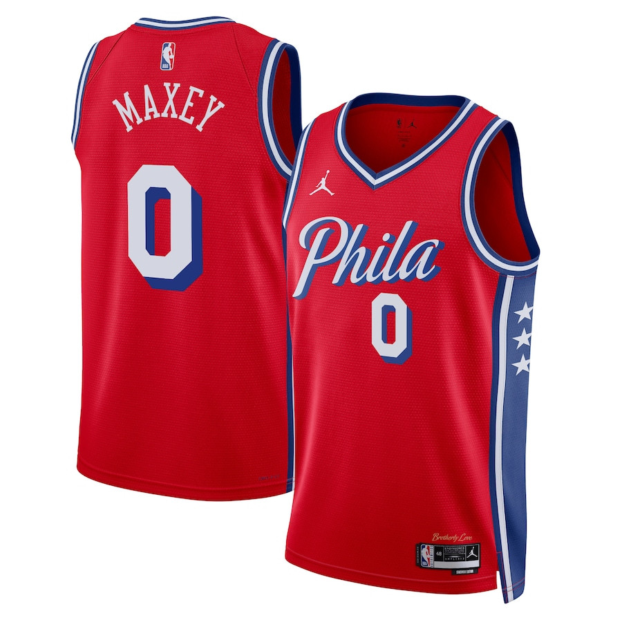 Tyrese Maxey 0 Philadelphia 76ers Unisex Swingman Statement Edition Red NBA Jersey Unisex