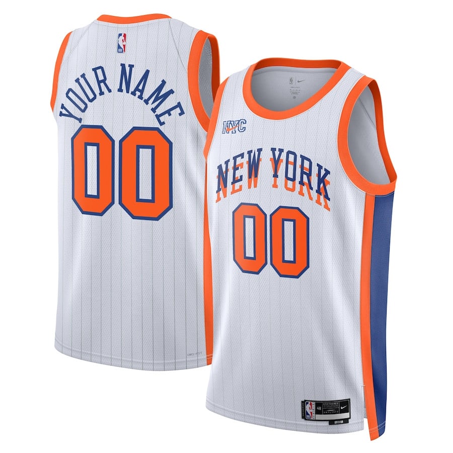 New York Knicks Unisex 2024/25 Custom Swingman City Editio White NBA Jersey Unisex