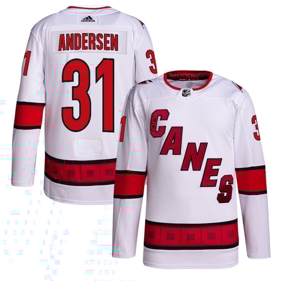 Frederik Andersen 31 Carolina Hurricanes Away Primegreen White NHL Jersey Men's