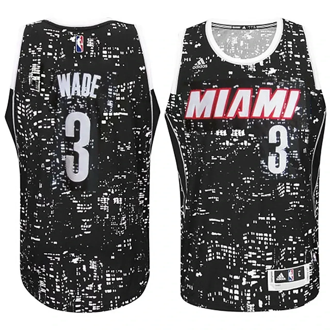 Miami Heat 3 Dwyane Wade City Lights Black Swingman NBA Jersey Men's