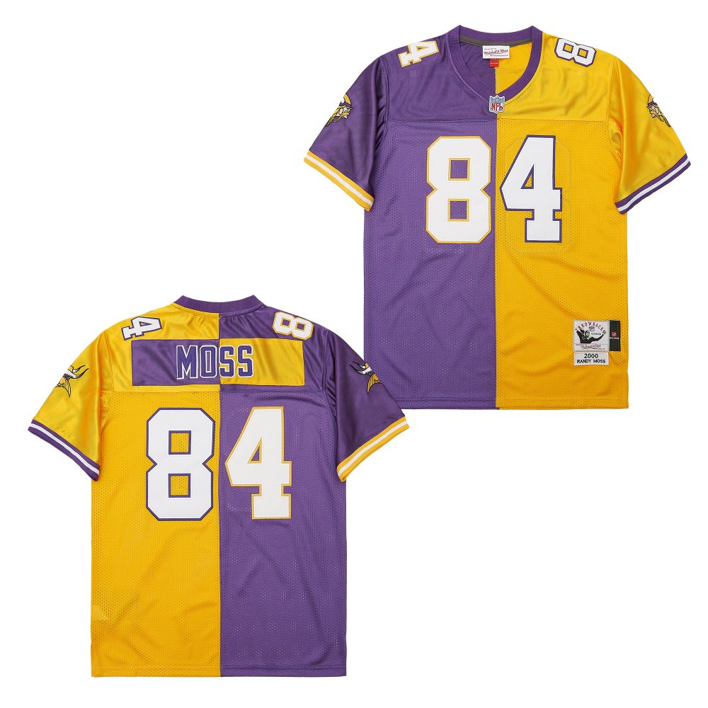Randy Moss 84 Minnesota Vikings Two-Toned Throwback Purple/Yellow NFL Jersey Men's