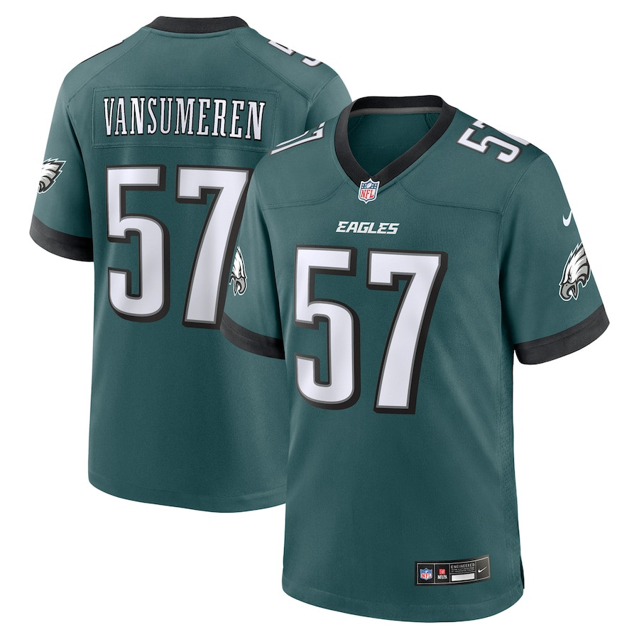 Ben VanSumeren 57 Philadelphia Eagles Team Game Midnight Green NFL Jersey Men's
