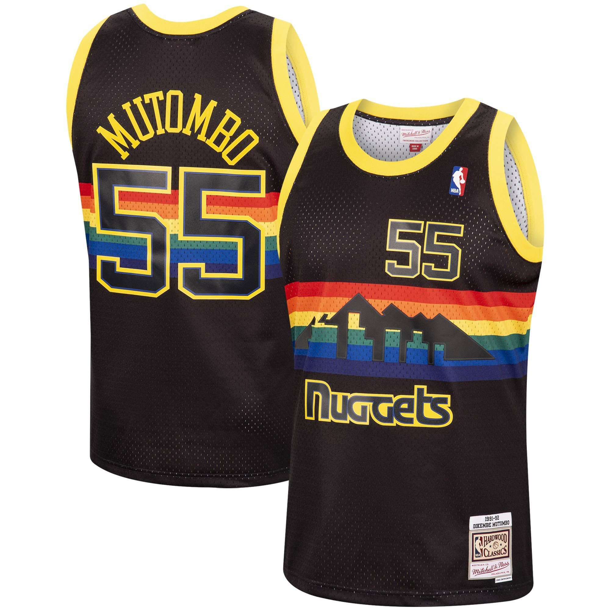 Dikembe Mutombo Denver Nuggets Mitchell Ness 1991-92 Hardwood Classics Reload Swingman Black NBA Jersey Men's