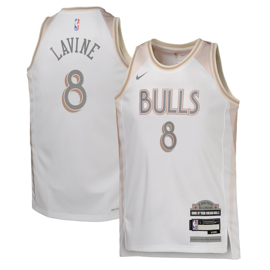 Zach Lavine 8 Chicago Bulls 2024/25 Swingman Playe City Editio White NBA Jersey Youth